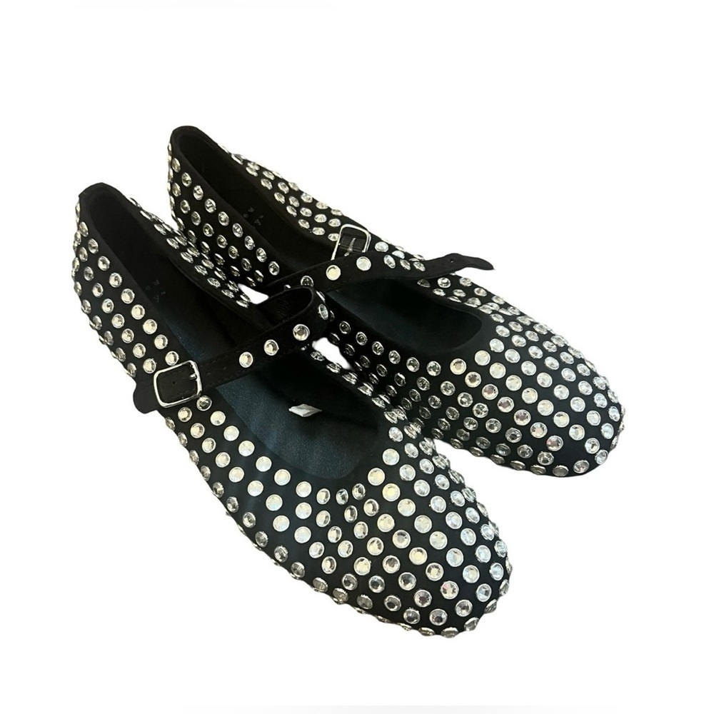a New Day Womens Issa Rhinestone Mary Jane Ballet Flats Black 8 M